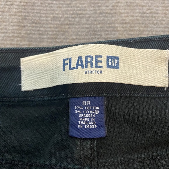 Gap Flare Jeans Womens 8R Faded Black Stretch 5 Pocket‎ Mid Rise Y2K Distressed - Picture 5 of 10